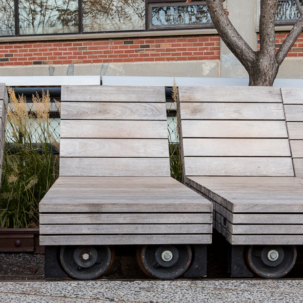 IPE, Corten and Steel Movable Chaise Lounge