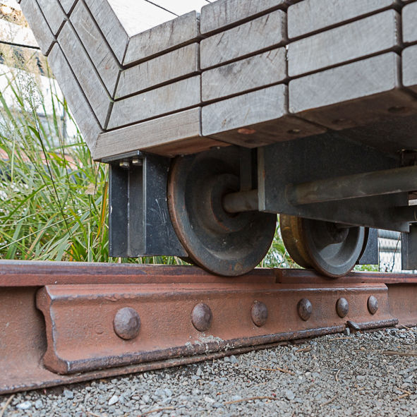 Reclaimed Rail Tracks and Car Wheels